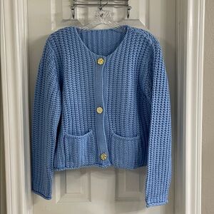 Chunky Cardigan Sweater Blue Size M